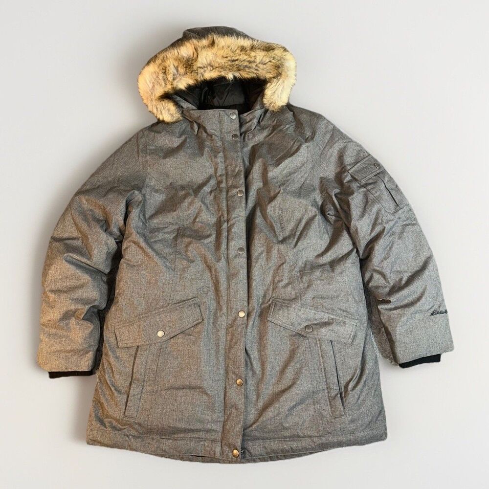 Eddie Bauer Superior 3.0 Hooded Down Parka Weatheredge Coat Womens 2XL Gray